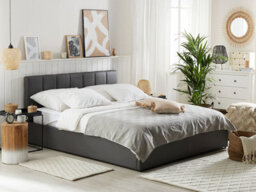 Beliani Ottoman Bed Faux Leather Dreux 160 X 200 Cm (Eu King Size) Dark Grey - thumbnail 2