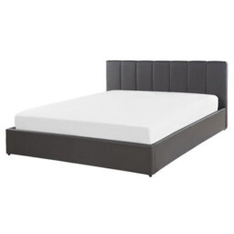 Beliani Ottoman Bed Faux Leather Dreux 160 X 200 Cm (Eu King Size) Dark Grey - thumbnail 4