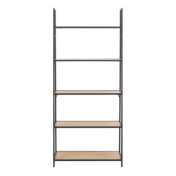 Wyld Haus El Paso Black Metal Ladder Bookcase With 5 Oak-Effect Shelves - thumbnail 3