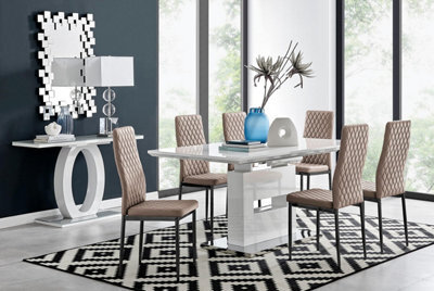 Furniturebox Uk Arezzo Large Extending Dining Table And 6 Cappuccino Milan Black Leg Chairs - image 1