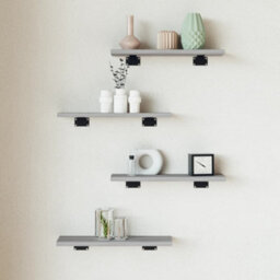 Berkfield Wall Shelves 4 Pcs Grey Sonoma 40X10X1.5 Cm Engineered Wood - thumbnail 1