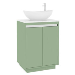 Royal Bathrooms Orion 600mm Mint Sage Floor Standing Plain White Countertop Vanity Unit 2 Door With Amaze Basin & Chrome Accent Trim - thumbnail 6