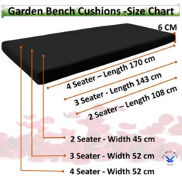 TheWhiteWater Limited Garden Bench Cushion - Patio Pub Furniture Bench Seat Pad - Weather & Waterproof Fabric - 2 Seater - Black - thumbnail 5