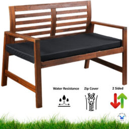TheWhiteWater Limited Garden Bench Cushion - Patio Pub Furniture Bench Seat Pad - Weather & Waterproof Fabric - 2 Seater - Black - thumbnail 2