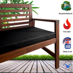 TheWhiteWater Limited Garden Bench Cushion - Patio Pub Furniture Bench Seat Pad - Weather & Waterproof Fabric - 2 Seater - Black - thumbnail 3
