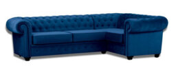 Chesterfield Style Mariot Corner Sofa Blue French Velvet (Right Hand Corner) - thumbnail 1