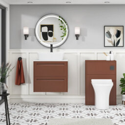 Royal Bathrooms Royal Bathroom Elmore 600mm Terracotta Clay Wall Mounted Bathroom Vanity Unit 2 Drawer Plain White Worktop With Cube Basin - thumbnail 5