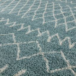 The Rugs Moroccan Shaggy Rugs And Runners Soft Fluffy Tribal Design High Pile Duck Egg Blue And Ivory Living Room Kitchen Hallway 950 - thumbnail 3