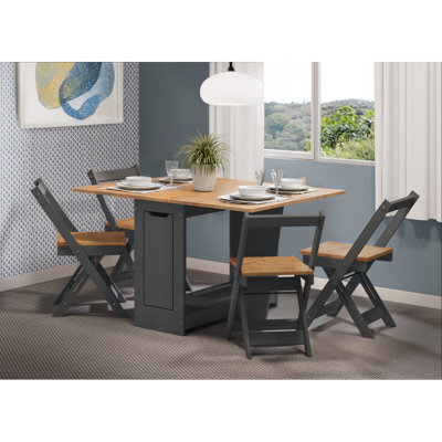 Mercers Furniture Corona Charcoal Butterfly Dining Set Table And 4 Chairs Solid Wood Pine Wooden Painted Dark Grey Drop Leaf Kitchen - image 1