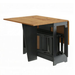 Mercers Furniture Corona Charcoal Butterfly Dining Set Table And 4 Chairs Solid Wood Pine Wooden Painted Dark Grey Drop Leaf Kitchen - thumbnail 8