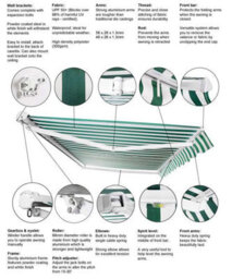 Primrose Awnings 4.5M X 3.0M Retractable Manual Half Cassette Ivory Awning Outdoor Patio Canopy - thumbnail 3