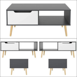 Grey Modern Coffee Table With Storage For Living Room Furniture - thumbnail 3