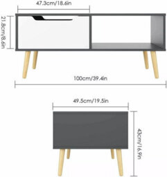 Grey Modern Coffee Table With Storage For Living Room Furniture - thumbnail 2
