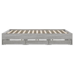 Berkfield Bed Frame With Drawers Without Mattress Grey Sonoma 180X200 Cm Super King - thumbnail 7