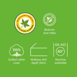 Slumberdown Anti Allergy Mattress Protector Quilted Cotton Cover Envelope Closure Machine Washable Reduces Dust Mites - thumbnail 6