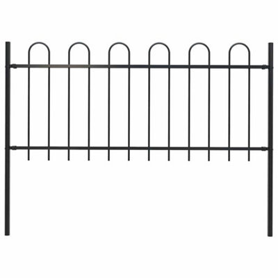Walplus Garden Fence With Hoop Top Steel 181X80 Cm Black - image 1