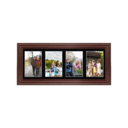 AK Frames 50X20Cm Rose Wood Classic Multi Photo Frame With Black Mount - Holds 4 Apertures (4X) 6X4 Photos - thumbnail 1