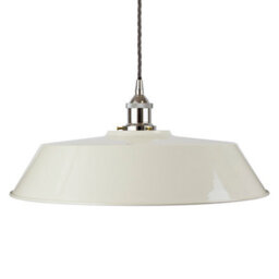 Clay White Large Chancery Painted Dome Pendant Light With Nickel Lamp Holder And Grey Twisted Cable - Se Home - thumbnail 1
