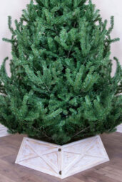 Christmas Tree World Brushed White & Gold Large Wooden Trapezoid Christmas Tree Skirt