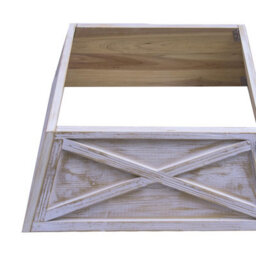 Christmas Tree World Brushed White & Gold Large Wooden Trapezoid Christmas Tree Skirt - thumbnail 2