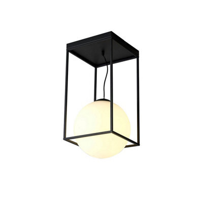 Luminosa Lighting Luminosa Desigual Large Tall Semi Flush, 1 Light E27, Matt Black - image 1