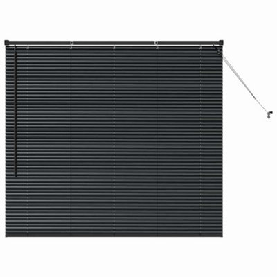 Berkfield Modern Window Blind With Curtains Manual Black Aluminium