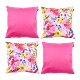 icon Indoor And Outdoor Waterproof Filled Cushion 2X Watercolour Floral & 2X Pink - thumbnail 1