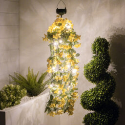 Gardenwize Solar Hanging Primrose Flower 30 Led Lights - Yellow - thumbnail 1