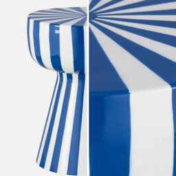 Sweeek - Side Table Coffee Table Bedside Table Enamelled Steel Two-Tone Stripes Blue 34X34X41 Cm - Ziggy - thumbnail 2