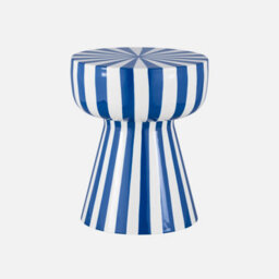 Sweeek - Side Table Coffee Table Bedside Table Enamelled Steel Two-Tone Stripes Blue 34X34X41 Cm - Ziggy