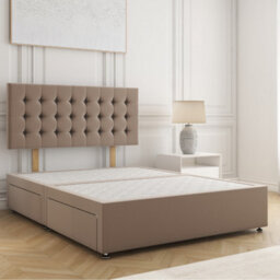 Bsspoke Isla Divan Bed Set Mink Plush Velvet With 24Inch Headboard & No Mattress No Drawers In Single Double King 4Ft 6Ft