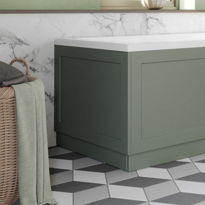 Affine 750mm End Bath Panel Traditional Bathroom 18mm Mdf Matt Green With Plinth - image 1