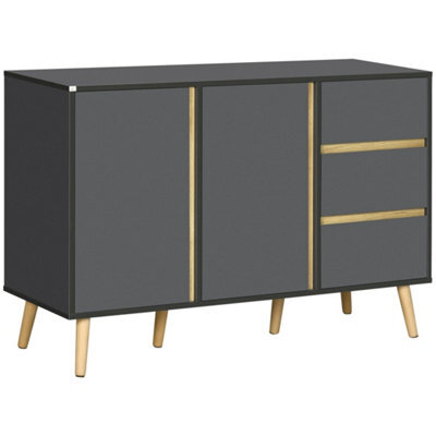 Dark Grey Double Door Kitchen Sideboard Cupboard Adjustable Shelves - image 1