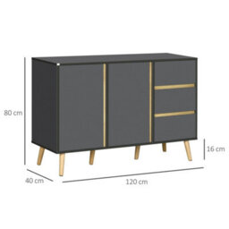 Dark Grey Double Door Kitchen Sideboard Cupboard Adjustable Shelves - thumbnail 2