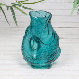 Annibells Glass Fish Gluggle Jug Vase Blue Orange Green Pink - Blue (25479) - thumbnail 1