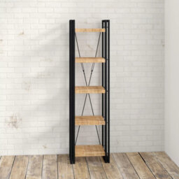 Kingwood Up-Cycled Industrial Mango Wood And Metal Narrow Open Bookcase - thumbnail 7