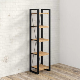 Kingwood Up-Cycled Industrial Mango Wood And Metal Narrow Open Bookcase - thumbnail 9