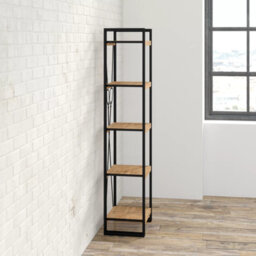 Kingwood Up-Cycled Industrial Mango Wood And Metal Narrow Open Bookcase - thumbnail 8