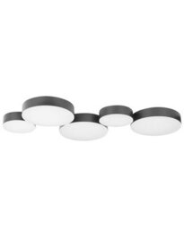 Beliani Black Iron Ceiling Lamp With 5 Integrated Led Round Lights, Slim Profile - thumbnail 2