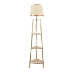 Valuelights Hiru Natural 3 Tier Shelf Floor Lamp With Rust Trim Scallop Shade And Bulb - thumbnail 5