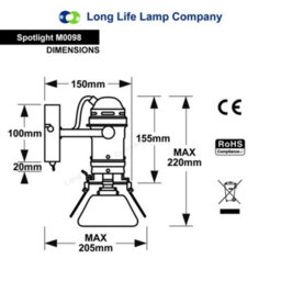 Long Life Lamps Company 4W Black Industrial Flush Mount Single Adjustable Ceiling Or Wall Spotlight M0098 - thumbnail 2