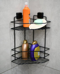 Theownas 2 Tier Shower Corner Shelf. Wall Mounted Caddy With Adhesive Fixing, No Drill Rust Resistant Metal Bathroom Organiser. - thumbnail 2