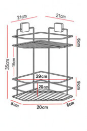 Theownas 2 Tier Shower Corner Shelf. Wall Mounted Caddy With Adhesive Fixing, No Drill Rust Resistant Metal Bathroom Organiser. - thumbnail 4