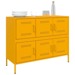 Berkfield Sideboard Mustard Yellow 100.5X39X79 Cm Steel - thumbnail 4