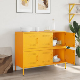 Berkfield Sideboard Mustard Yellow 100.5X39X79 Cm Steel - thumbnail 3