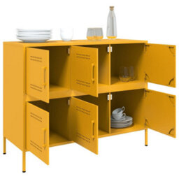 Berkfield Sideboard Mustard Yellow 100.5X39X79 Cm Steel - thumbnail 5