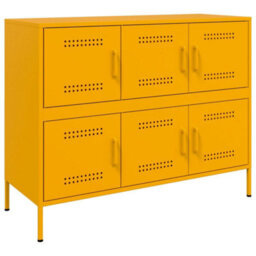 Berkfield Sideboard Mustard Yellow 100.5X39X79 Cm Steel - thumbnail 2