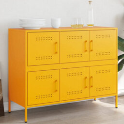 Berkfield Sideboard Mustard Yellow 100.5X39X79 Cm Steel - thumbnail 1