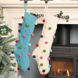 Dibor Set Of 2 Traditional Beresford Grey Faux Fur Xmas Gift Decoration Christmas Stocking For Kids - thumbnail 1