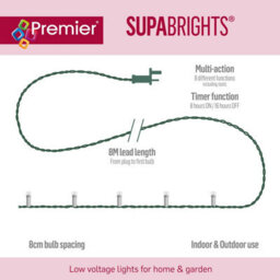 Premier Decorations Limited 200 Led Supabrights Multi-Coloured Multi-Action Green Cable - thumbnail 4